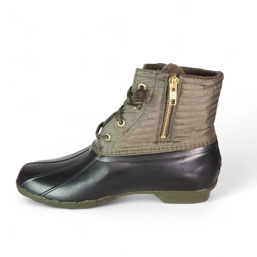 Sperry Saltwater Puff Quilted Pac Duck Boots Olive / Black STS8670 Women's 10 - Picture 6 of 11